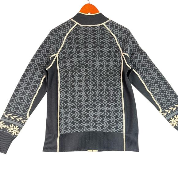 Cabelas Merino Wool Full Zip Ski Sweater Mens Large Blue Nordic Mock Neck Knit - Picture 3 of 9